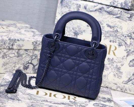 Dior M0505 Mini Dior Lady Bag Navy Blue Cannage Lambskin