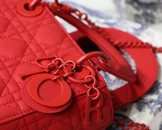 Dior M0505 Mini Dior Lady Bag Red Cannage Lambskin