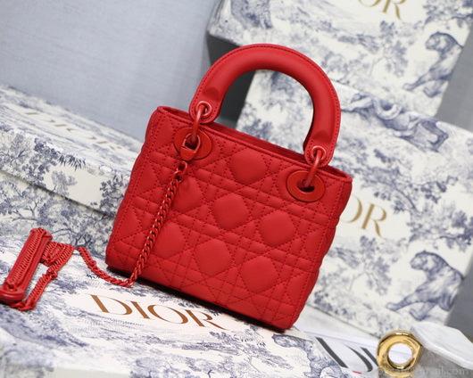 Dior M0505 Mini Dior Lady Bag Red Cannage Lambskin
