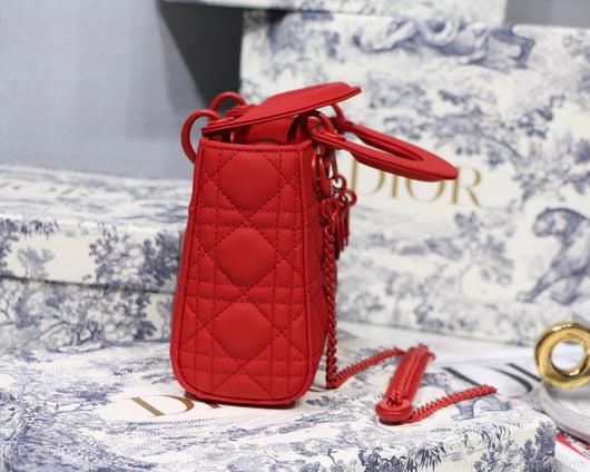 Dior M0505 Mini Dior Lady Bag Red Cannage Lambskin