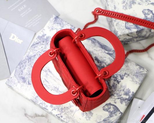 Dior M0505 Mini Dior Lady Bag Red Cannage Lambskin