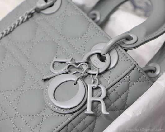 Dior M0505 Mini Dior Lady Bag Gray Cannage Lambskin