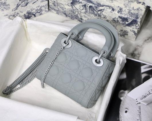Dior M0505 Mini Dior Lady Bag Gray Cannage Lambskin