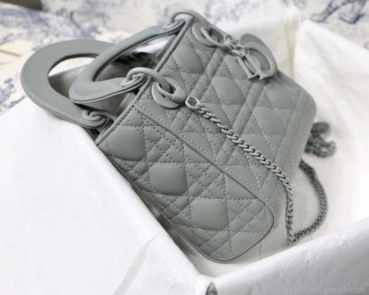 Dior M0505 Mini Dior Lady Bag Gray Cannage Lambskin