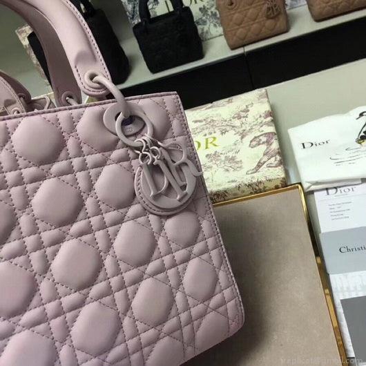 Dior M0565 Medium Lady Dior Cannage Calfskin Bag Pink