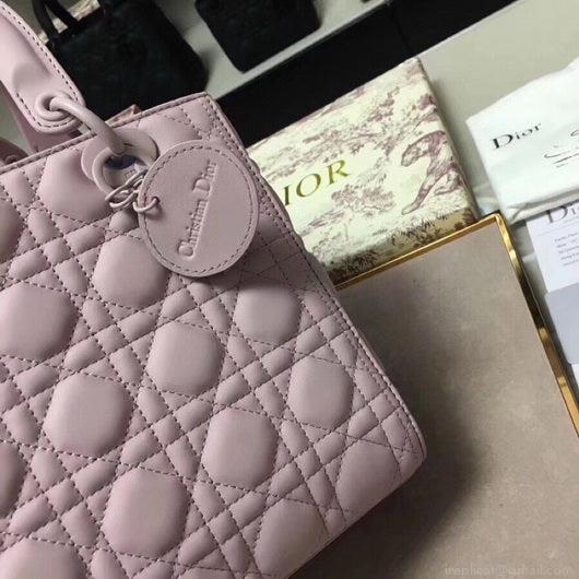 Dior M0565 Medium Lady Dior Cannage Calfskin Bag Pink
