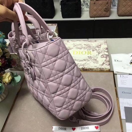 Dior M0565 Medium Lady Dior Cannage Calfskin Bag Pink