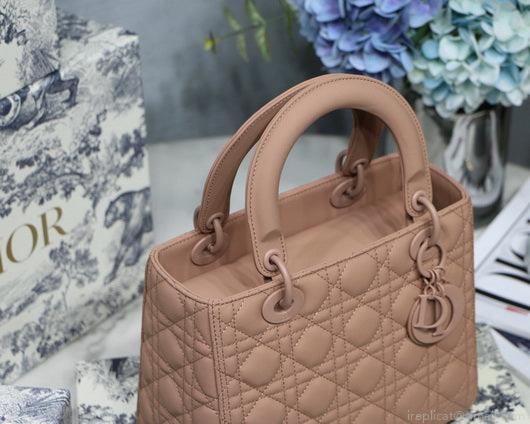 Dior M0565 Medium Lady Dior Cannage Calfskin Bag Tan