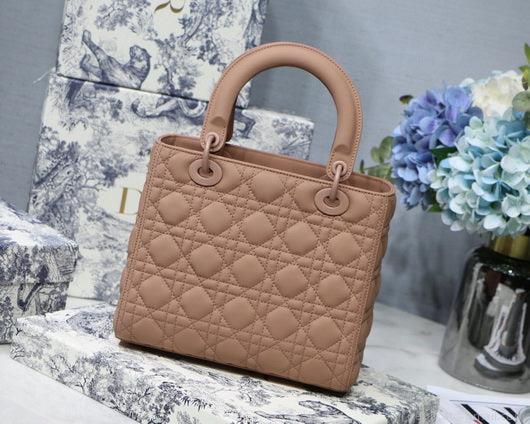 Dior M0565 Medium Lady Dior Cannage Calfskin Bag Tan