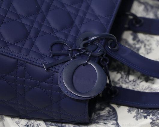 Dior M0565 Medium Lady Dior Cannage Calfskin Bag Navy Blue