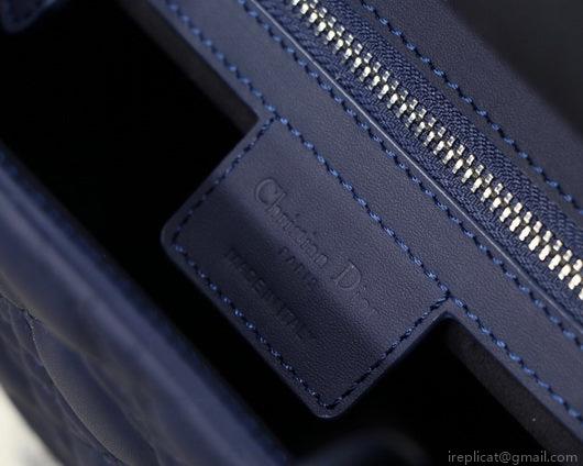 Dior M0565 Medium Lady Dior Cannage Calfskin Bag Navy Blue