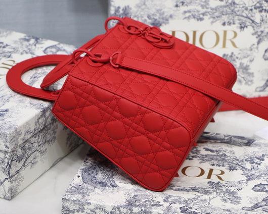 Dior M0565 Medium Lady Dior Cannage Calfskin Bag Red