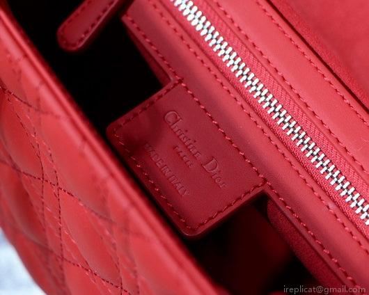 Dior M0565 Medium Lady Dior Cannage Calfskin Bag Red