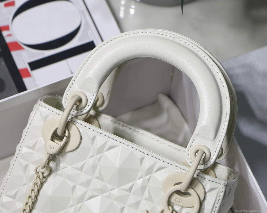 Dior M0505 Mini Dior Lady Bag White Cannage Calfskin with Diamond Motif