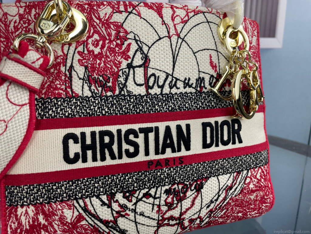Dior M0565 Medium Lady D-Life Bag Multicolor Butterfly Embroidery