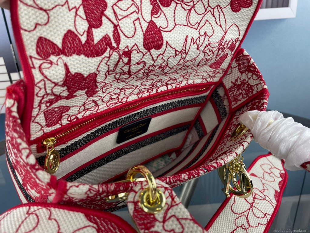 Dior M0565 Medium Lady D-Life Bag Multicolor Butterfly Embroidery
