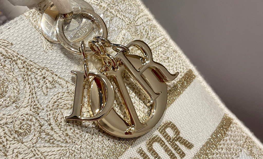 Dior M0565 Medium Lady D-Life Bag Light Yellow Cupidon Embroidery