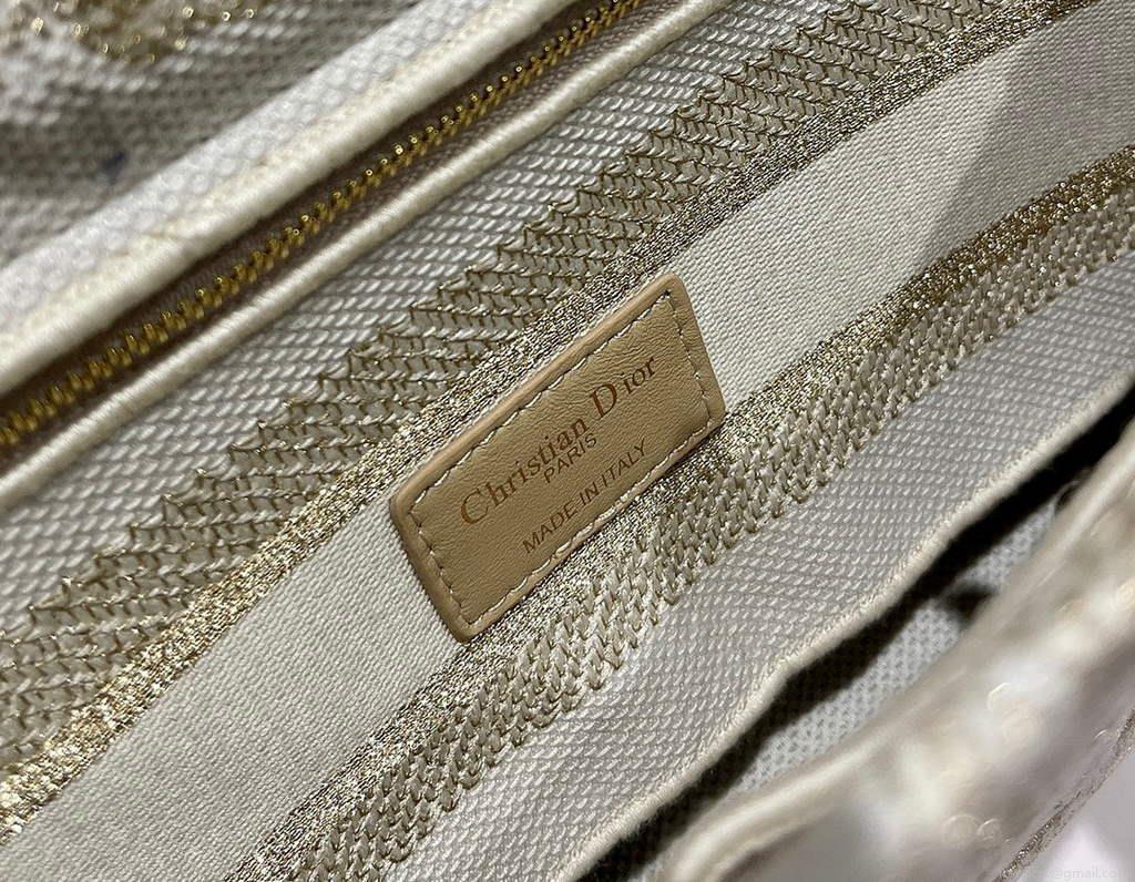 Dior M0565 Medium Lady D-Life Bag Light Yellow Cupidon Embroidery