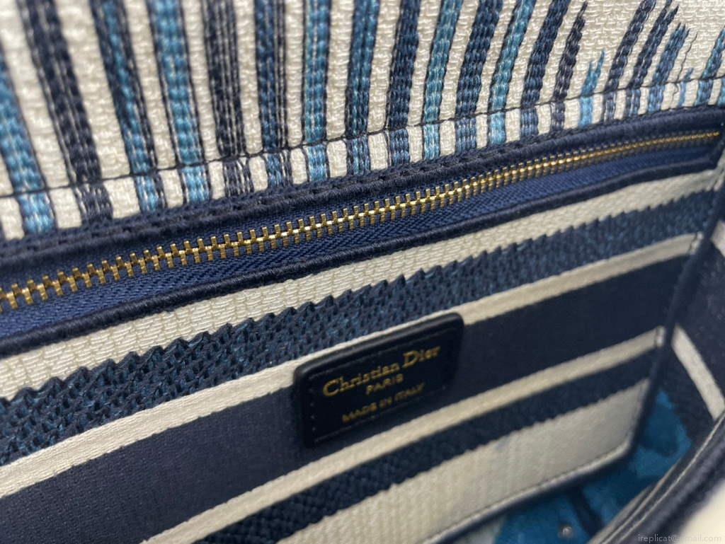 Dior M0565 Medium Lady D-Life Bag Blue Cupidon Embroidery