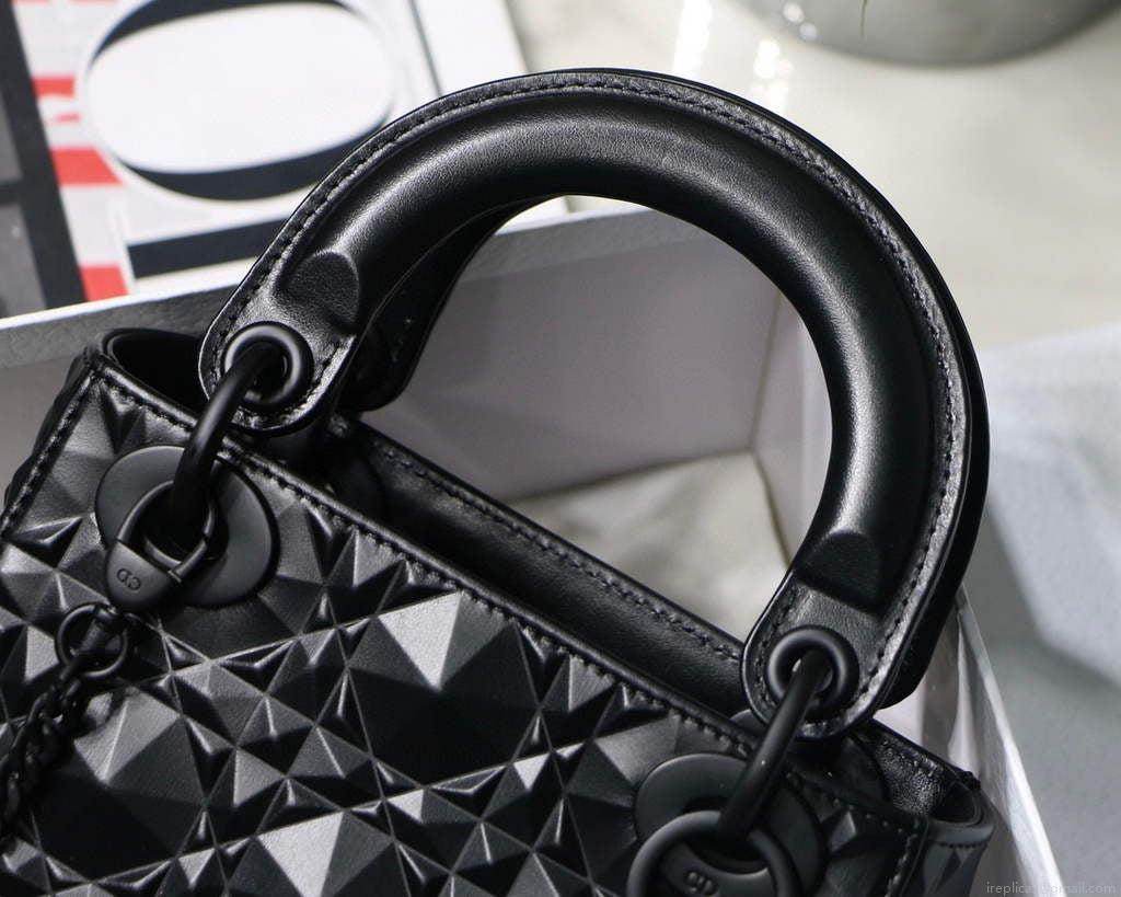 Dior M0505 Mini Dior Lady Bag Black Cannage Calfskin with Diamond Motif