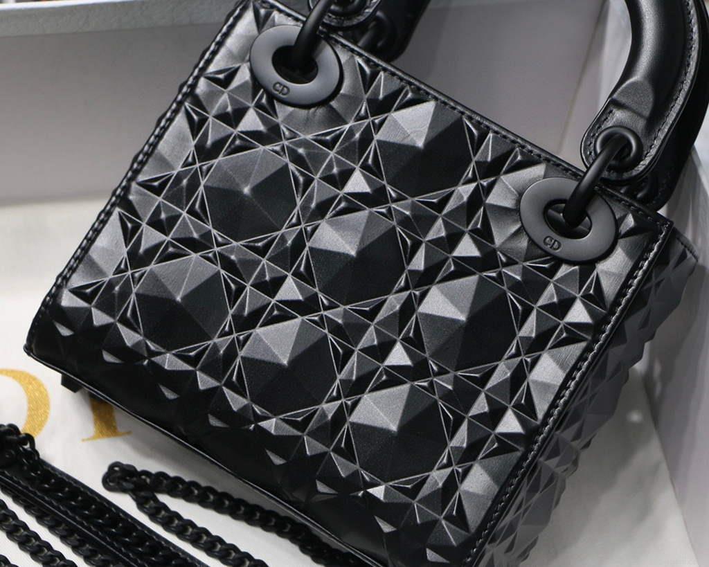 Dior M0505 Mini Dior Lady Bag Black Cannage Calfskin with Diamond Motif