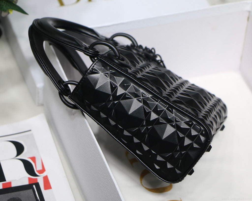 Dior M0505 Mini Dior Lady Bag Black Cannage Calfskin with Diamond Motif
