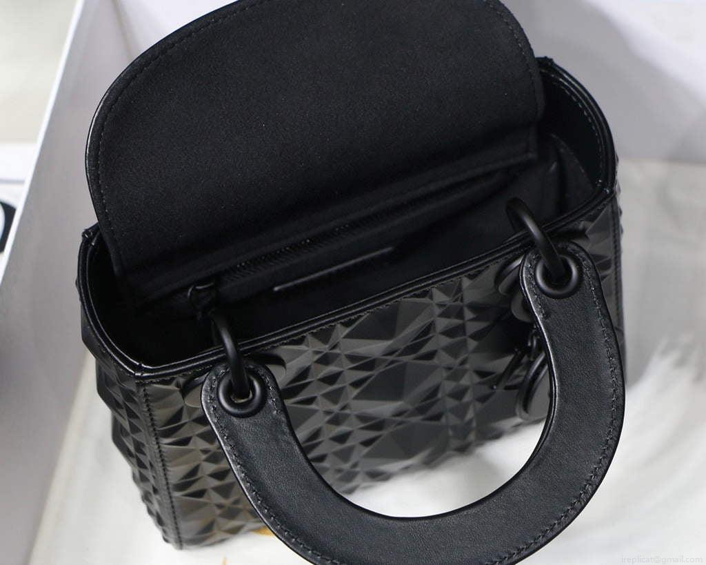 Dior M0505 Mini Dior Lady Bag Black Cannage Calfskin with Diamond Motif