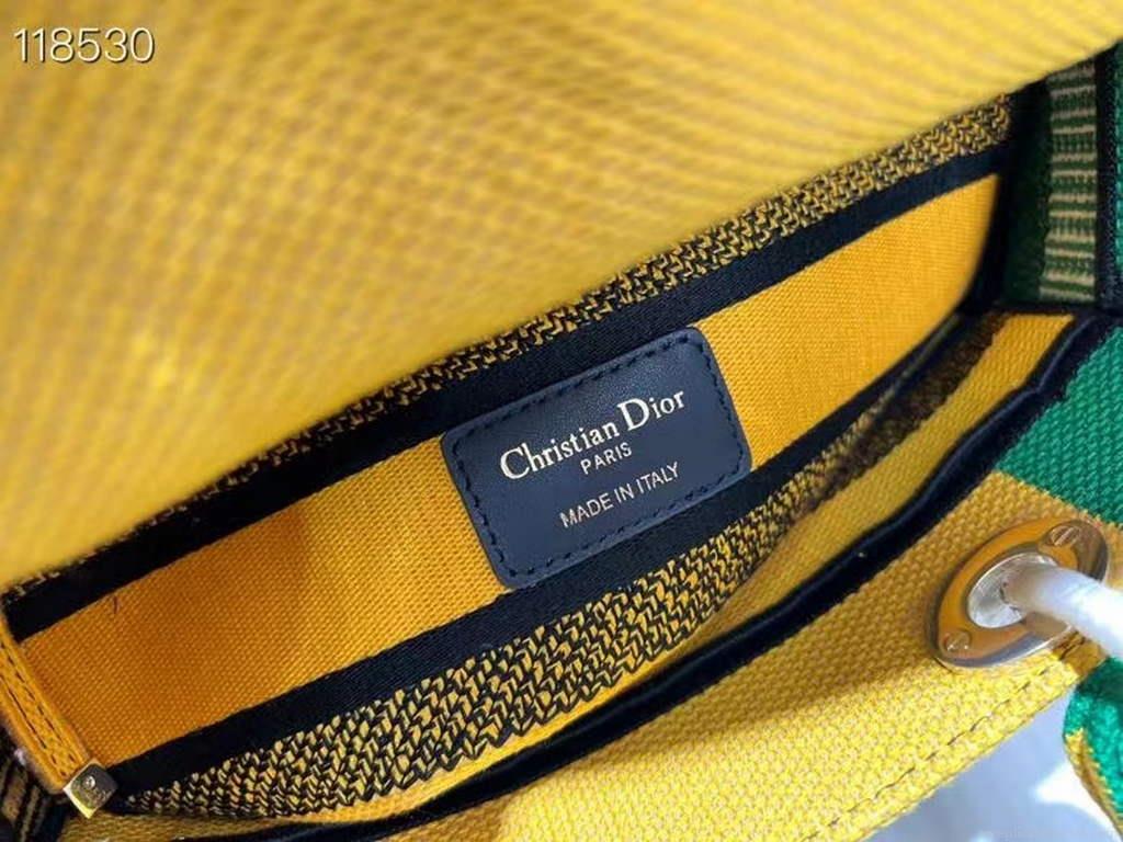 Dior M0565 Medium Lady D-Life Bag Brigh Yellow and Green D-flower Pop Embroidery