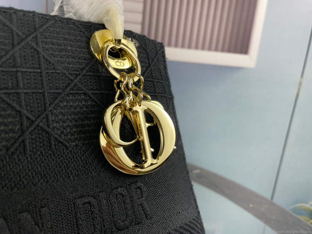 Dior M0565 Medium Lady D-Life Bag Cannage Embroidery Black
