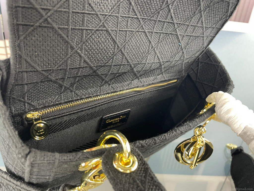 Dior M0565 Medium Lady D-Life Bag Cannage Embroidery Black