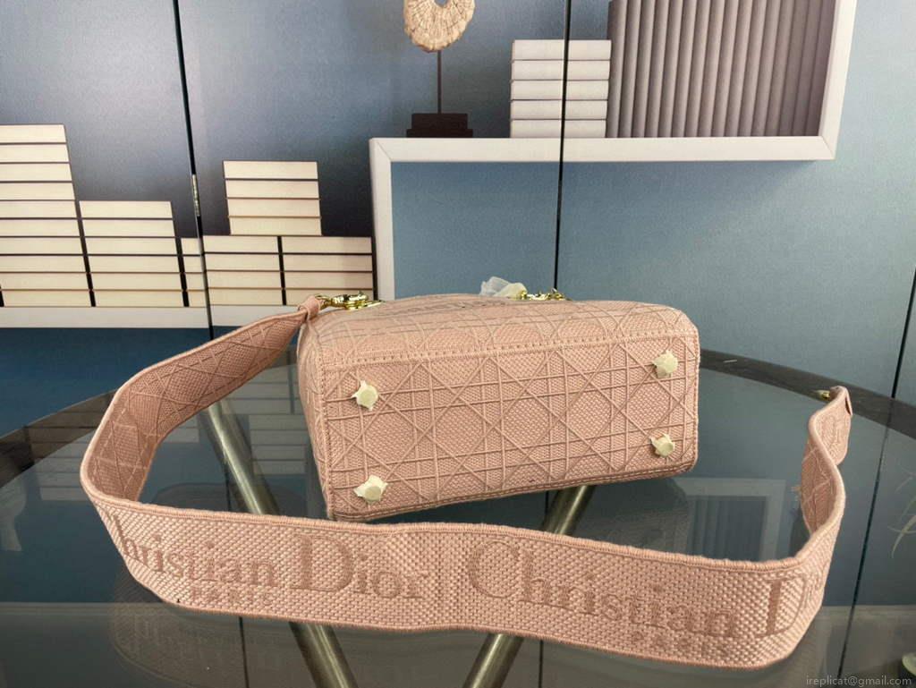 Dior M0565 Medium Lady D-Life Bag Cannage Embroidery Rosewood