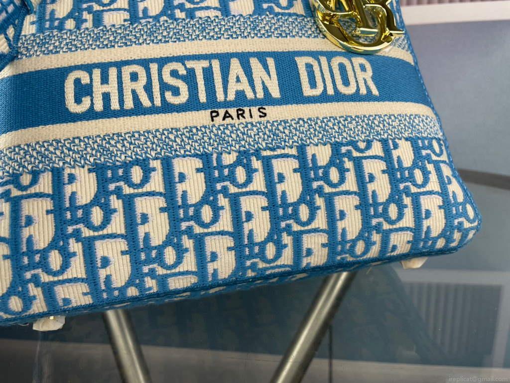 Dior M0565 Medium Lady D-Life Bag Oblique Jacquard Blue