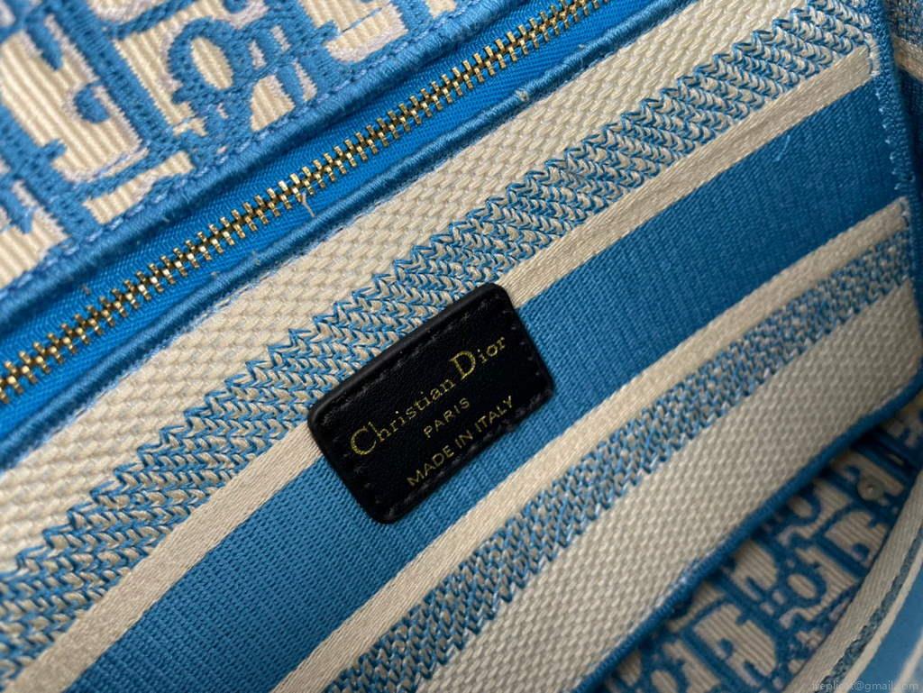 Dior M0565 Medium Lady D-Life Bag Oblique Jacquard Blue