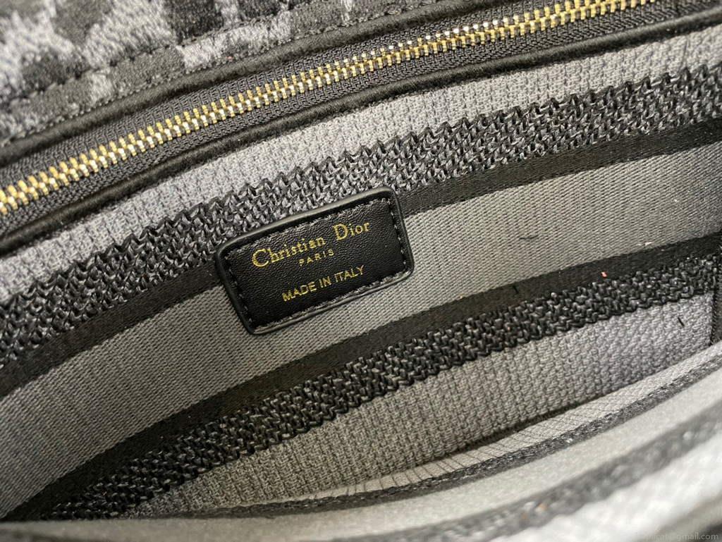 Dior M0565 Medium Lady D-Life Bag Mizza Embroidery Blue and Black