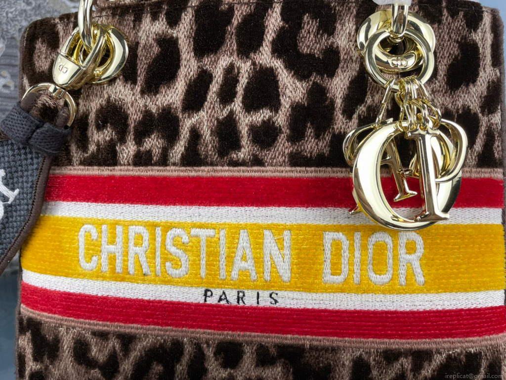 Dior M0565 Medium Lady D-Life Bag Beige Multicolor Mizza Embroidery With Yellow
