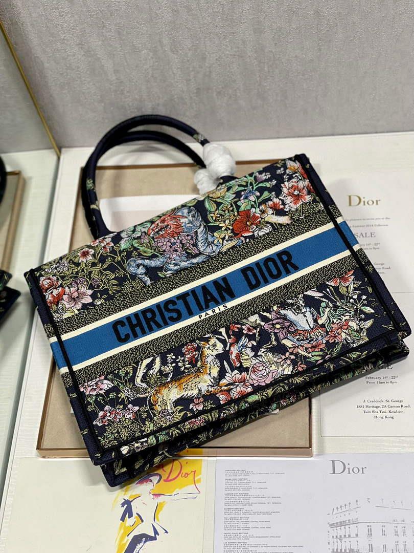 Dior M1296 Medium Book Tote D-Constellation embroidery in shades of blue