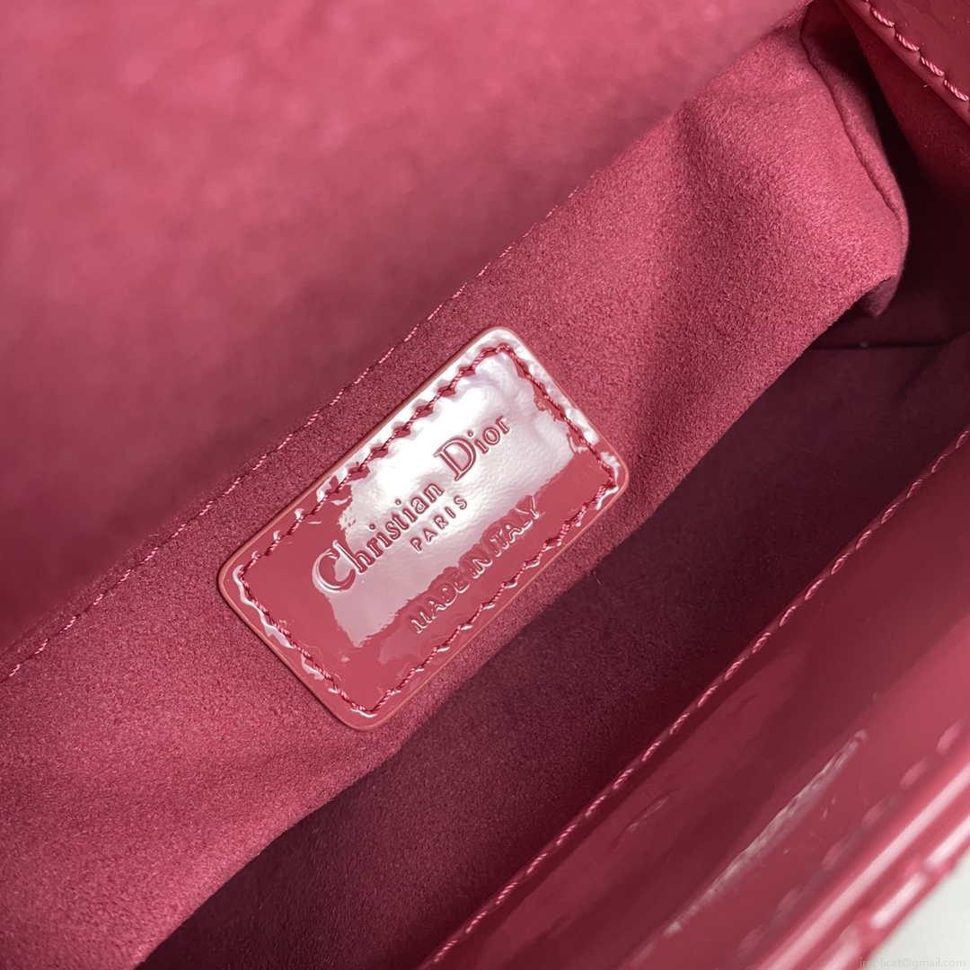 Dior M0505 Mini Lady Dior Bag Pink Patent Cannage Calfskin