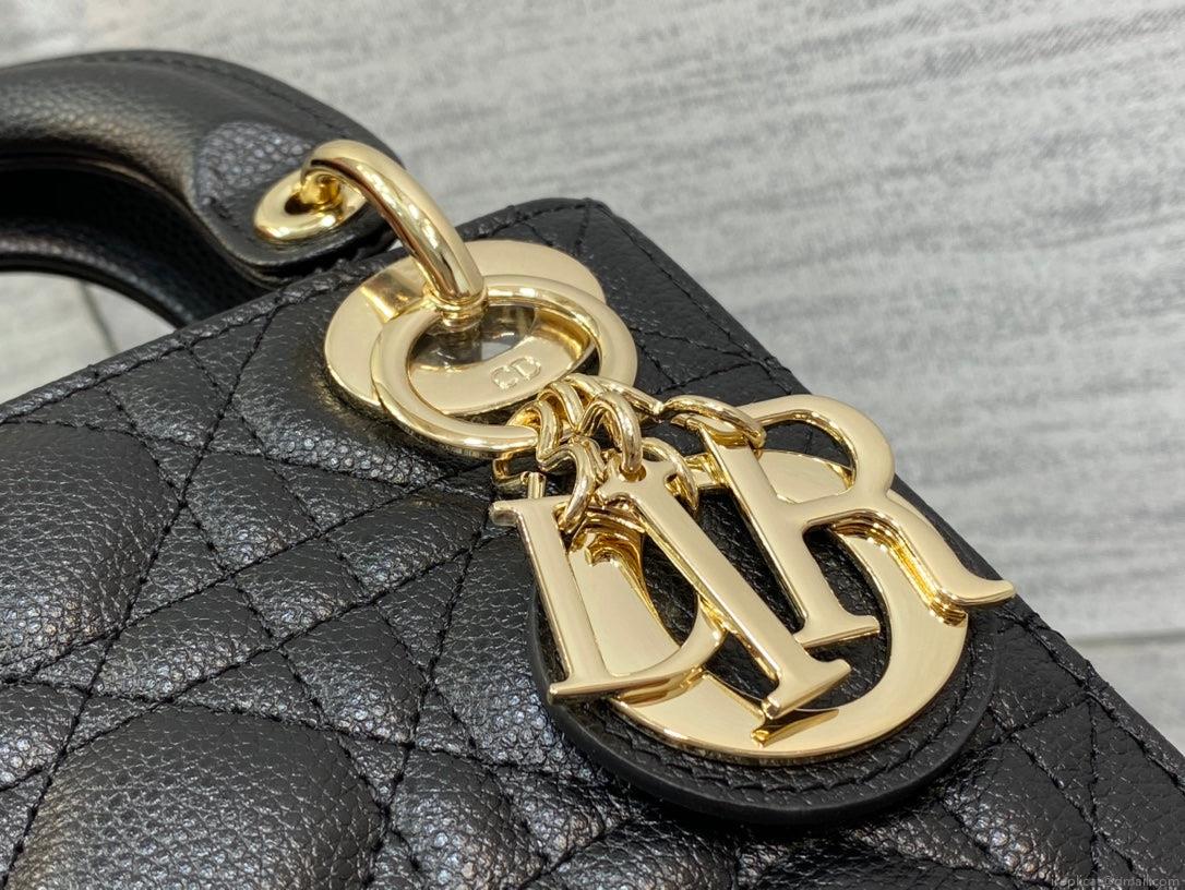 Dior M0505 Mini Dior Lady Bag Black Cannage Calfskin Gold