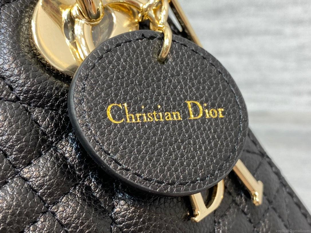 Dior M0505 Mini Dior Lady Bag Black Cannage Calfskin Gold