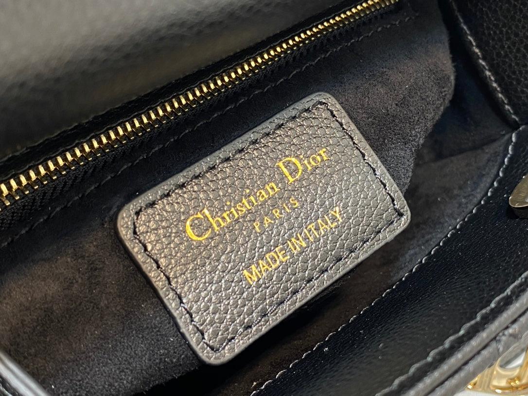 Dior M0505 Mini Dior Lady Bag Black Cannage Calfskin Gold
