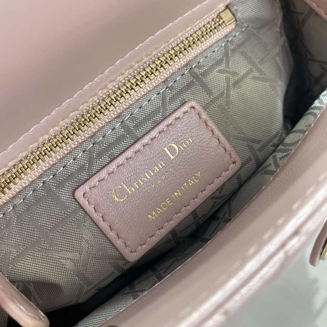 Dior M0505 Mini Dior Lady Bag Pink Cannage lambskin Gold