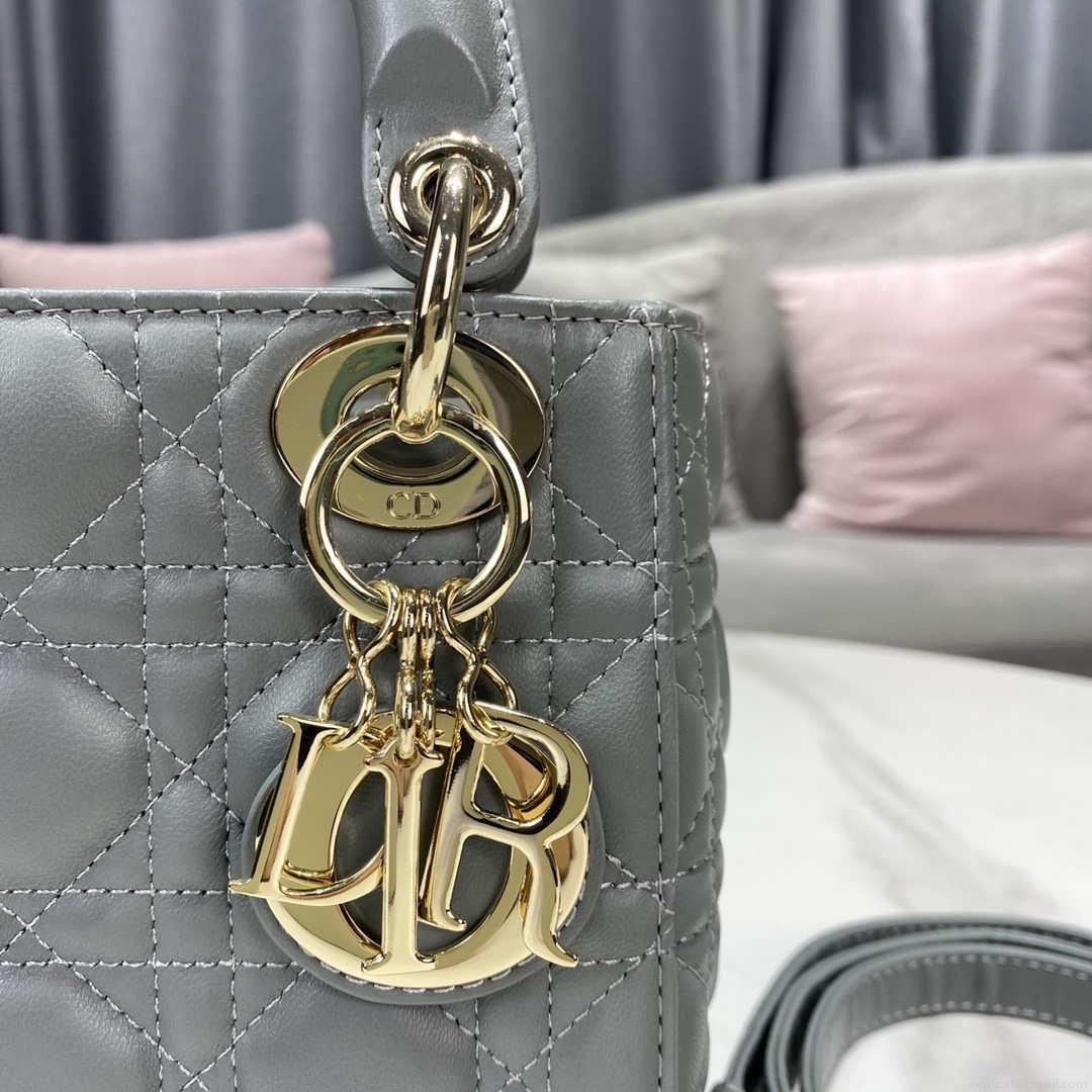 Dior M0505 Mini Dior Lady Bag Light Blue Cannage lambskin Gold