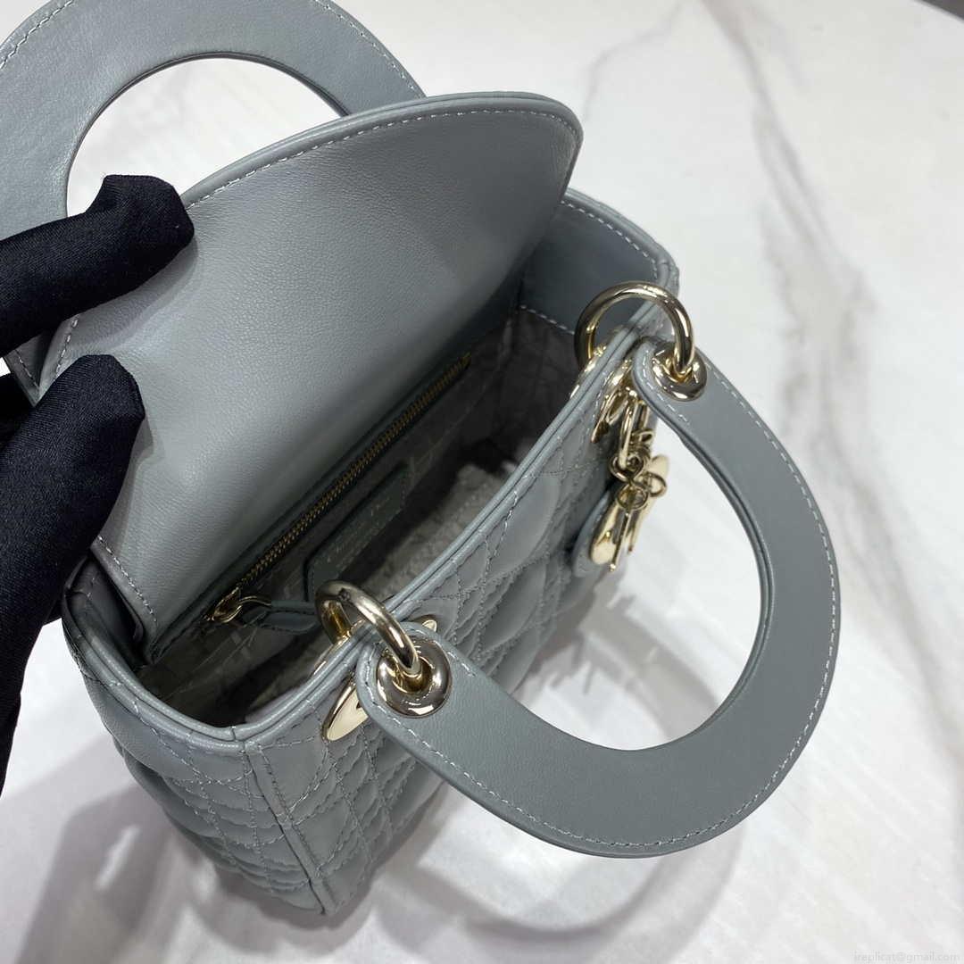 Dior M0505 Mini Dior Lady Bag Light Blue Cannage lambskin Gold