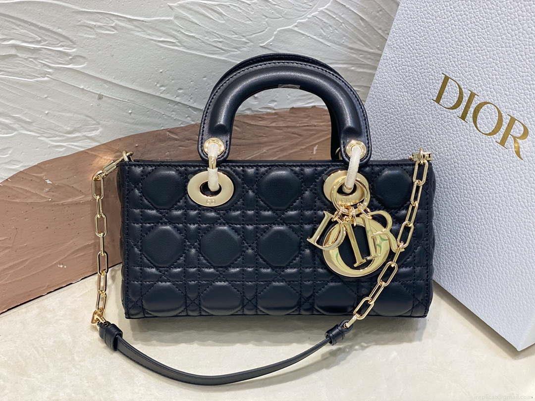 Dior M0613 Small Lady D-joy Bag Black Cannage Lambskin