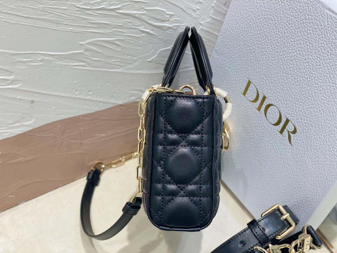 Dior M0613 Small Lady D-joy Bag Black Cannage Lambskin