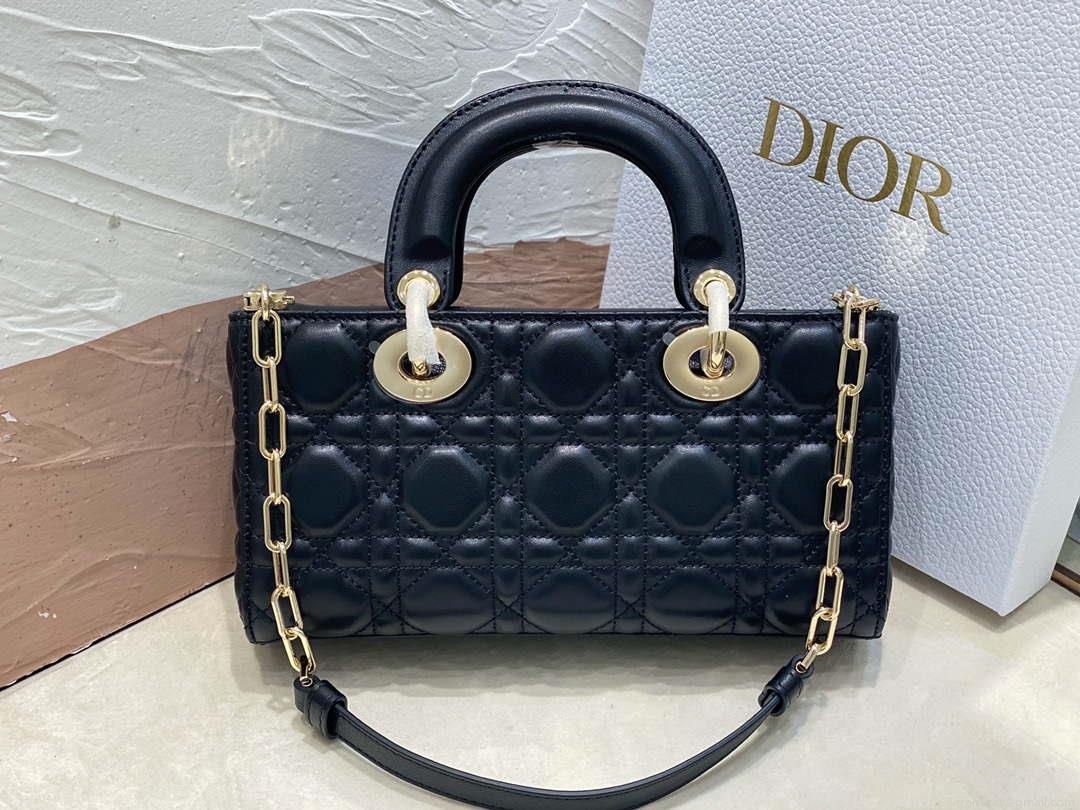 Dior M0613 Small Lady D-joy Bag Black Cannage Lambskin