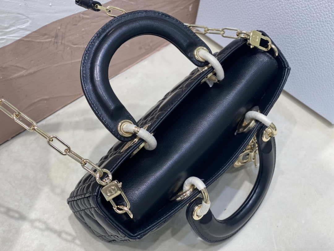 Dior M0613 Small Lady D-joy Bag Black Cannage Lambskin