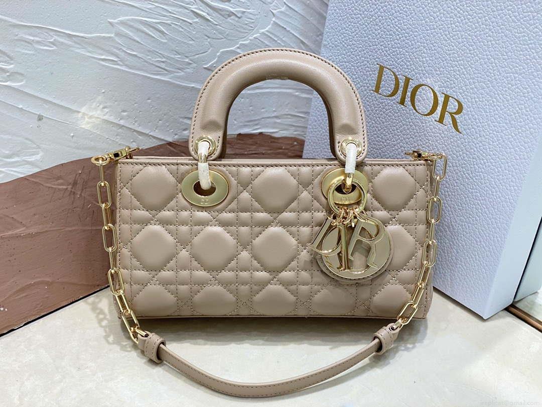Dior M0613 Small Lady D-joy Bag Sand Colored Cannage Lambskin