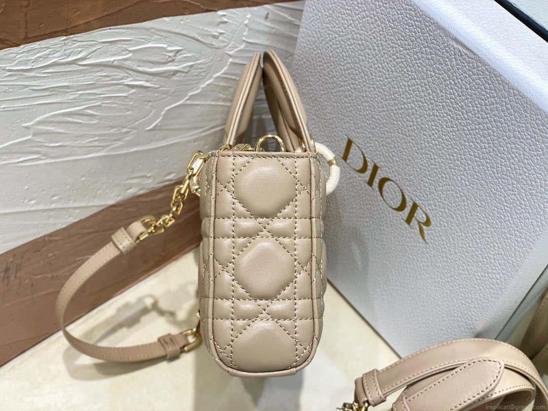 Dior M0613 Small Lady D-joy Bag Sand Colored Cannage Lambskin