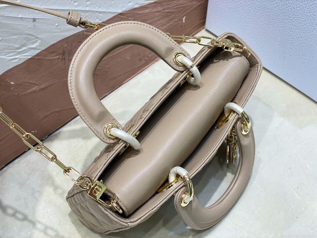 Dior M0613 Small Lady D-joy Bag Sand Colored Cannage Lambskin